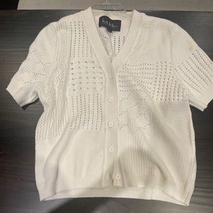 Women's Nicole Miller Crochet short sleeve cardigan
